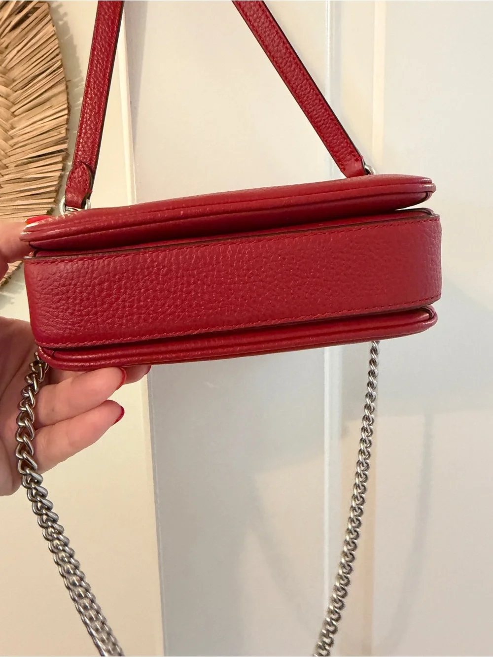 Coach Cassie 17 Red Leather Crossbody Bag with Silver Turn-Lock